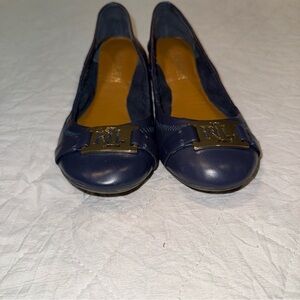 Ralph Lauren Dark Blue Flats with Gold Accents
